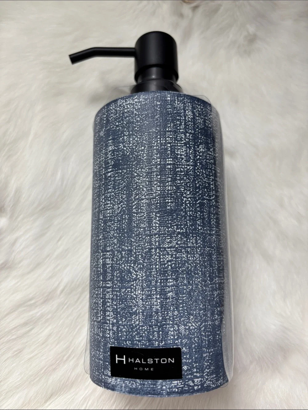 Halston Home Soap Dispenser,resin,plastic pump, cylindrical shape,bath,kitchen